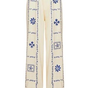 Princess Polly Cream and Blue Floral Wide Leg Grazia